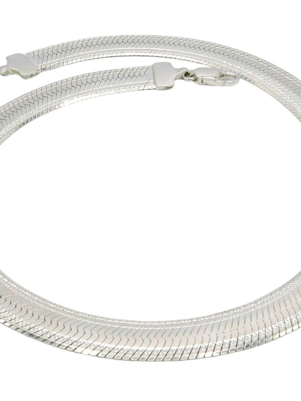 Vintage Milor 925 Italy Sterling Silver Wide Herringbone Necklace 18 Inches